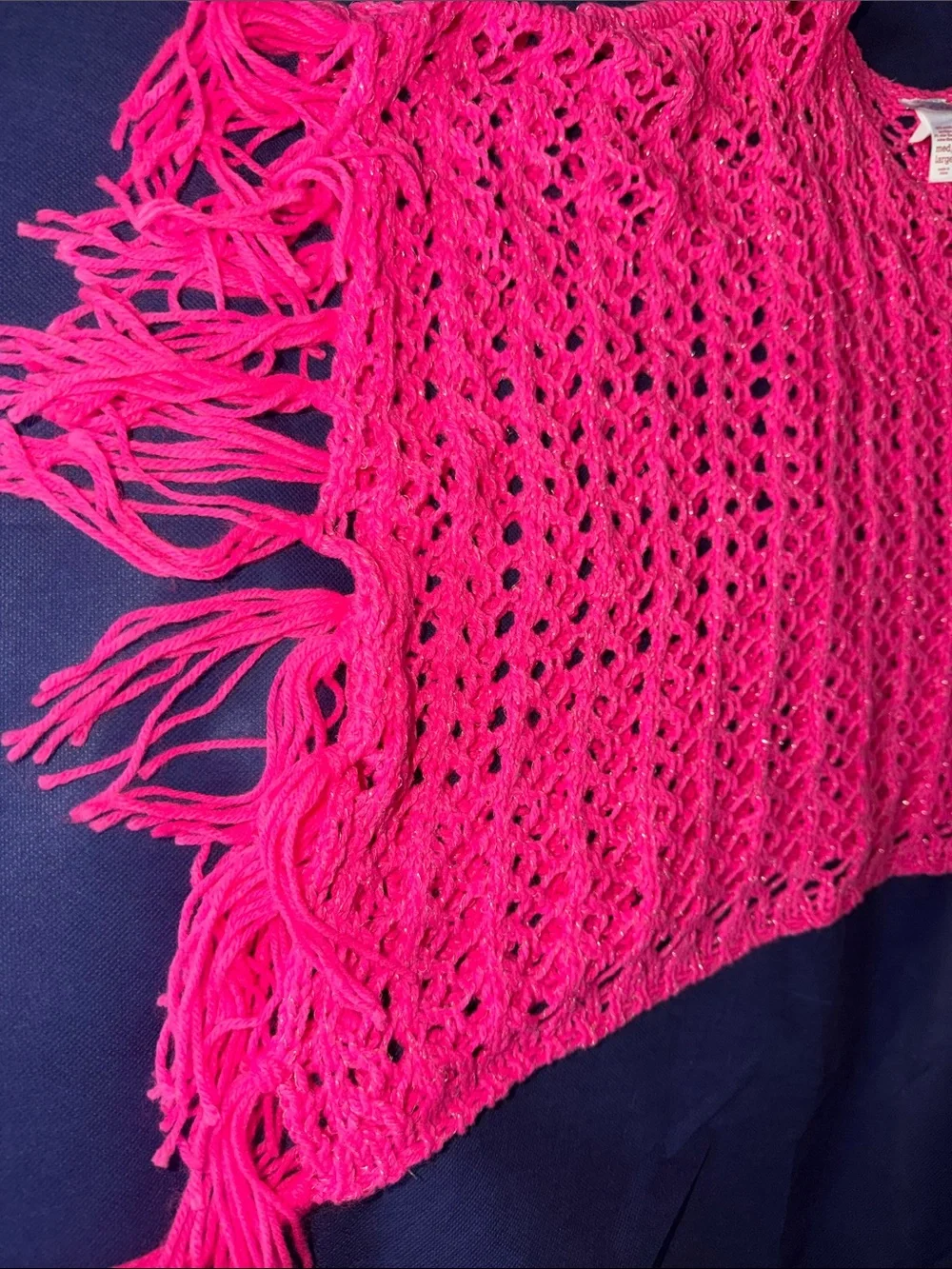 Justice Hot Pink Crochet Fringe Cover-Up